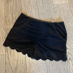 Very J Suede Velvet Feel Scalloped Shorts / NWT / Back Zipper Close